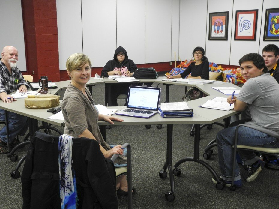 Dr. Marcia Ostashewski working with her team at CBU. (photo courtesy of CBU)